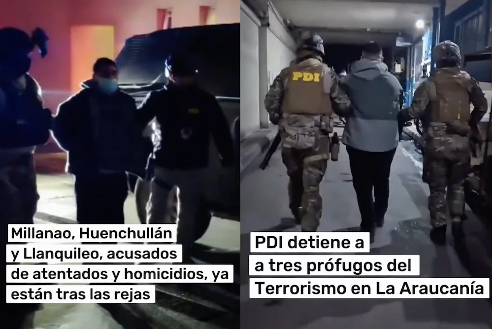Imagenes Gobierno detencion de dos comuneros mapuche por ataque a camiones y usurpacion